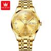 OLEVS Top Luxury Brand Men's Watches Original Automatic Mechanical Watch for Man Gold Stainless Steel Luminous Calendar Week
