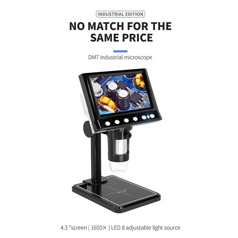 A03F-2Pcs 4.3 Inch Digital Microscope 1000X Coin Microscope 960P Video Microscope For Adults Welding With 8 LED