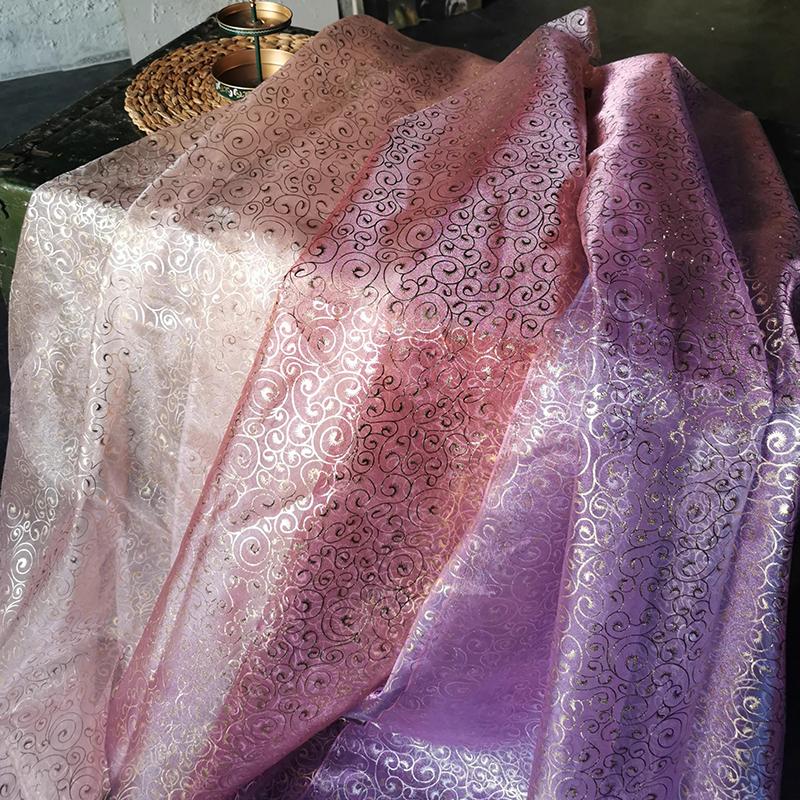 1M Hot Stamping Silver Creative Meteor Pattern Organza Designer Fabric Gauze Tulle Fabric Diy Dress Stage Clothing Decor
