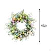 17.72inch Eucalyptus Wreath Ornament Greenery Leaves Artificial Flowers Easter Egg Garland for Party