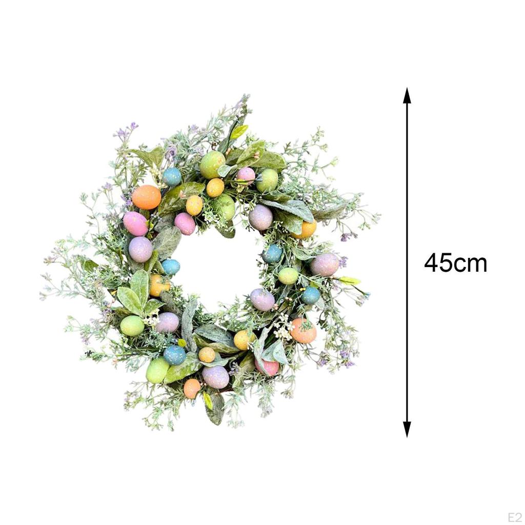 17.72inch Eucalyptus Wreath Ornament Greenery Leaves Artificial Flowers Easter Egg Garland for Party