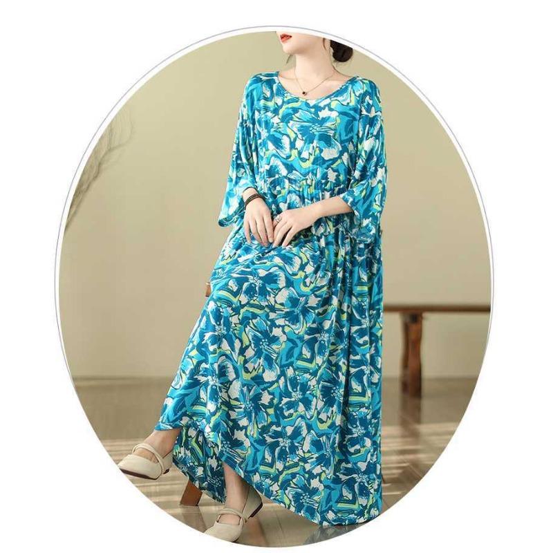 Summer New Vintage Print Literary Dress