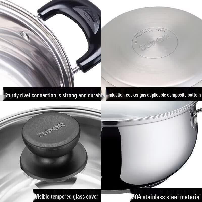 Supor 304 Stainless Steel Universal Soup Pot, 24cm