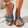 Women’s Abstract Thong Toe Roman Sandals, Breathable, Casual Summer Slip-Ons