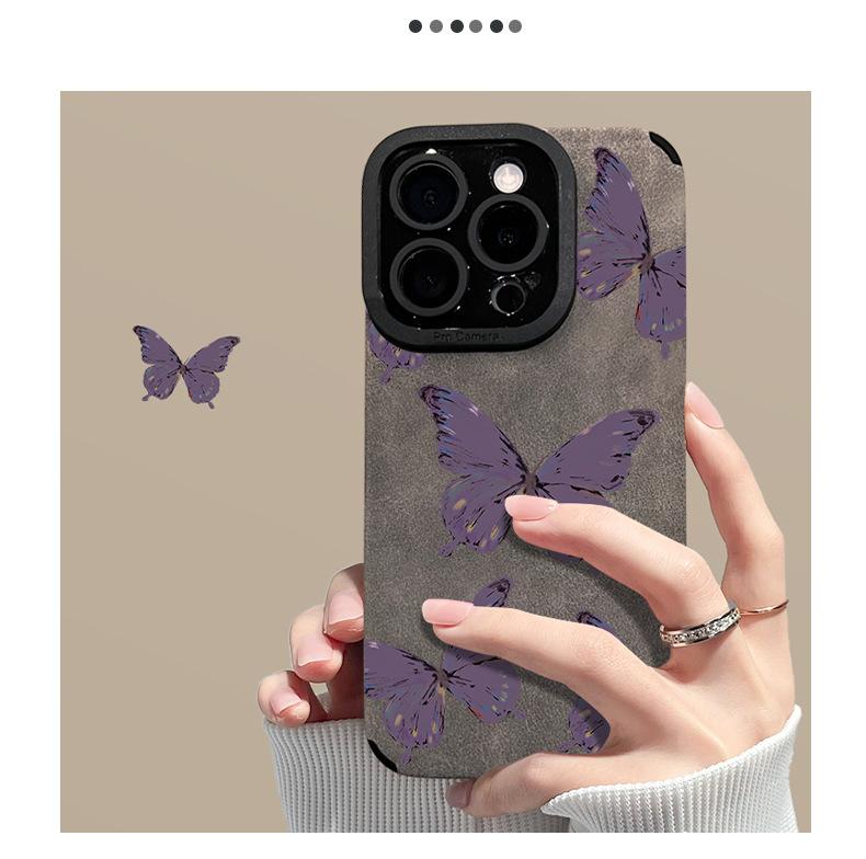 For Apple 17promax Phone Case 16 Purple Butterfly for IPhone 15pro Protective Case 14pm Personality 13