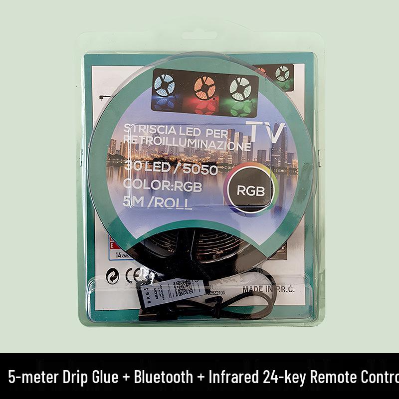 Cross-Border 5V 5050 RGB LED Strip Light Kit, Seven-Color USB Bluetooth TV Backdrop & Ambient Decoration
