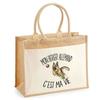Beach Bag - PLANETEE - Jute with German Shepherd Pocket - Printed Natural Cotton France - 43x33 Cm - Shoulder Straps