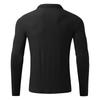 Men Long Sleeve Zipper Stand Collar Striped Thick Casual Polo Shirt