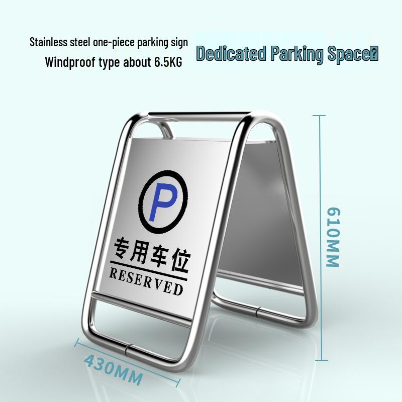 Stainless Steel No Parking, Caution Slippery, A-Frame Folding Sign