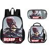 Deadpool  School 3Pcs Set with Front Pocket Backpack+lunch Bags+Pencil Bag Fashion Schoolbag Backpack Trend Kids Gift