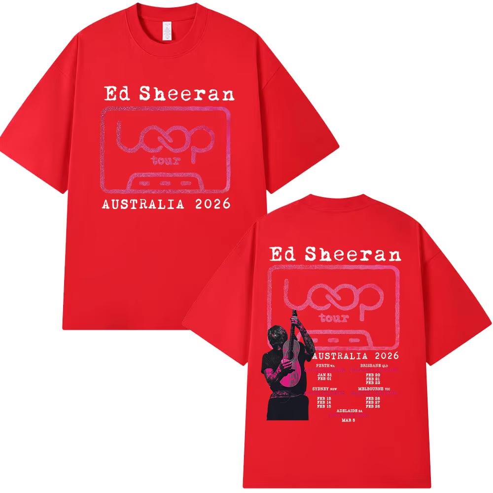 Ed Sheeran Loop Tour Australia Tour Merch T-shirt Men's Women Clothing Fashion Hip Hop Cotton Oversized T Shirts