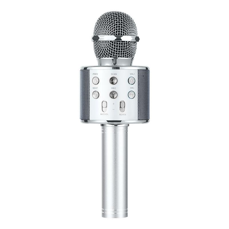 Wireless Bluetooth Karaoke Microphone for Kids, 5-in-1 Portable Handheld Karaoke Mic Speaker Player Recorder with Adjustable Remix FM Radio