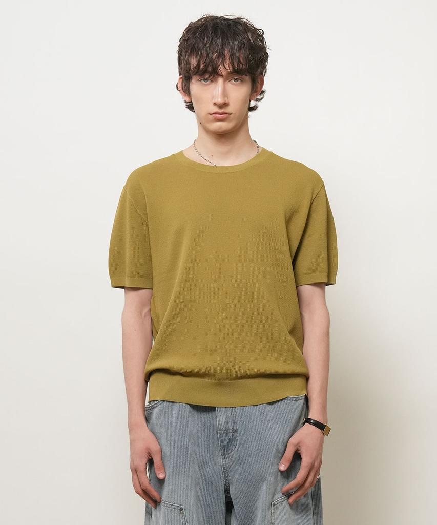 GENERALIDEA Man Temperature Cut Cool Classic Crew Neck Half Knit [Olive] / Gf2Mkp022