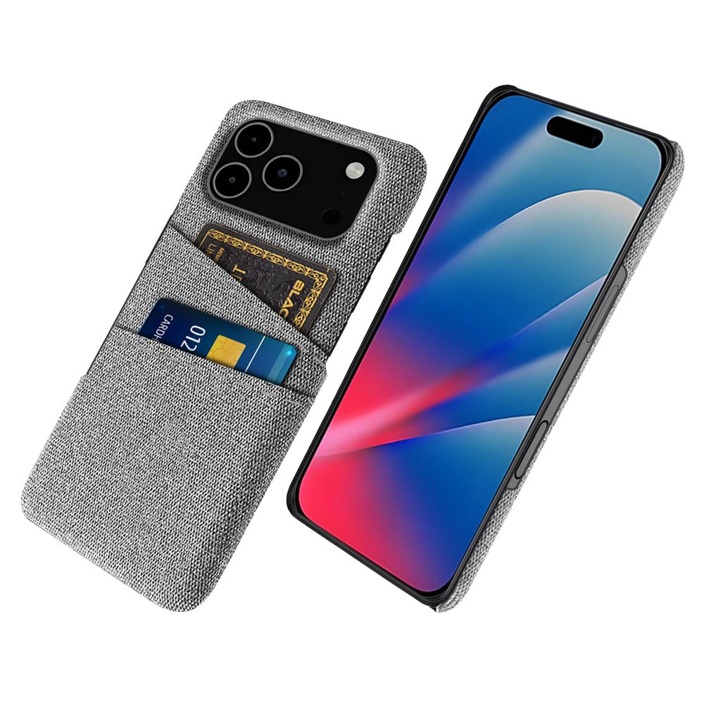 For iPhone 17 Pro Max Case Cloth+Hard PC Phone Cover with Dual Card Slots