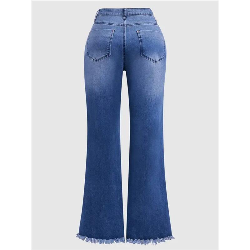 Europäischer und amerikanischer Stil Hochelastisch Bestickt Big Horn Figurbetont Schlank Lässig Alltagsjeans für Damen