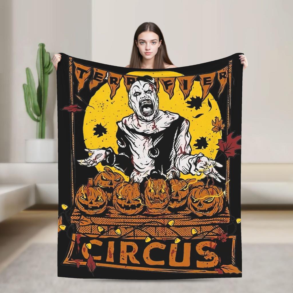 Terrifier 3 Merry Christmas Blanket Fleece Print Clown Movie Horror  Multifunction Soft Throw Blanket for Sofa Office Bedspread