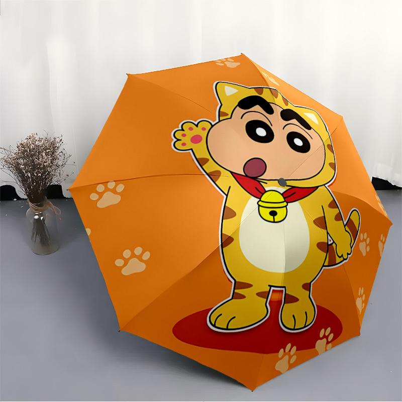 1pc Crayon Shin-chan Tiger Automatic Open/Close Umbrella Sturdy Iron Frame, Compact Travel Umbrella - Perfect Gift for Women, Men 0829101