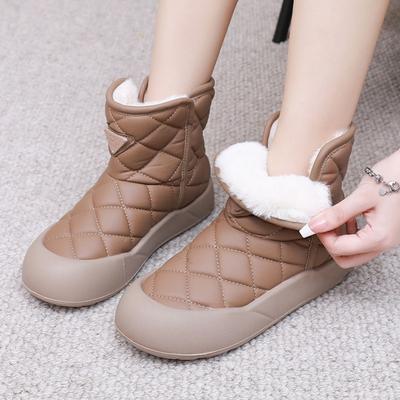 Women Non Slip Waterproof Winter Snow Boots Platform Khaki Plush Warm Ankle Boots Cotton Padded Casual Shoes Women Boots