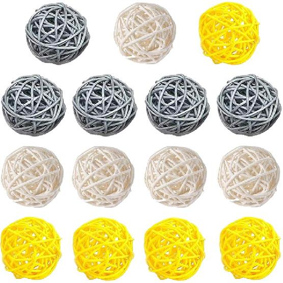 15 Pieces Wicker Rattan Balls Decorative Orbs Vase Fillers for Craft, Party, Wedding Table Decoration, Baby Shower, Aromatherapy Accessories, 2 Inch