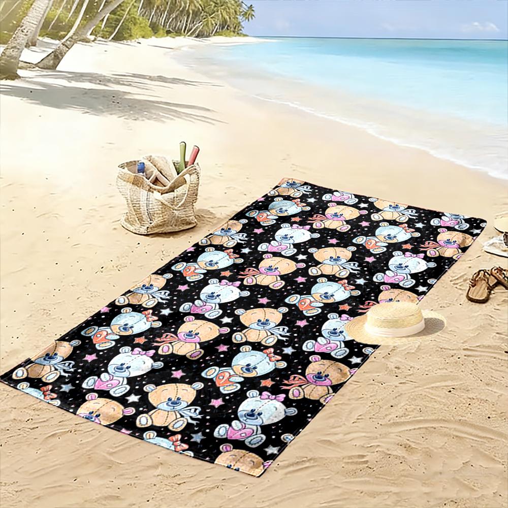 Cute Cartoon Teddy Bears Pattern Beach towel quick-drying for travel outdoor sports jogging beach and swimming