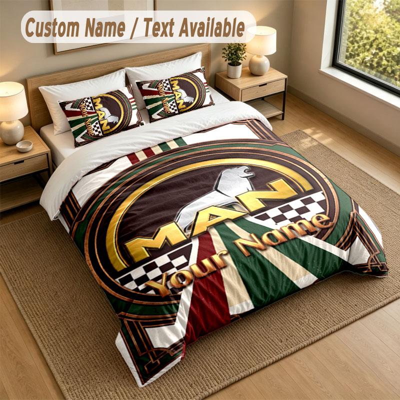 Set Biancheria da Letto 1 Copripiumino 2 Federe Stampa Camion MAN Morbido Tessuto per Letto Decorazione Camera da Letto