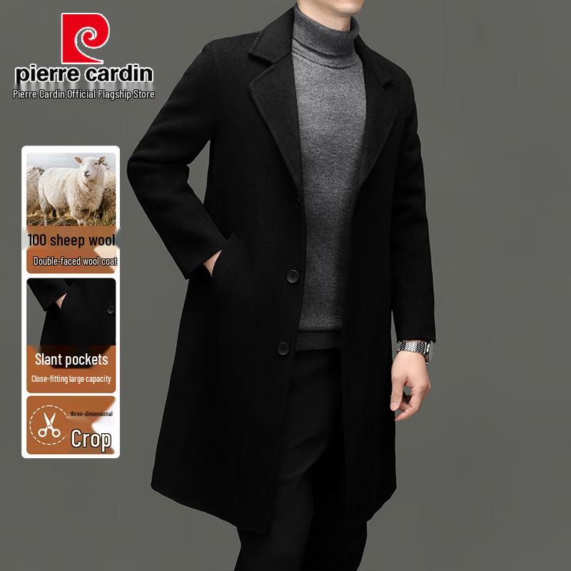 Pierre Cardin Men's 100% Lambswool Double-Sided Wool Coat