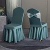 Solid Color Thicken Elastic Pleated Hem Dining Chair Cover Non-slip Slipcover Light Luxury Banquet Chair Cover Hotel Decor