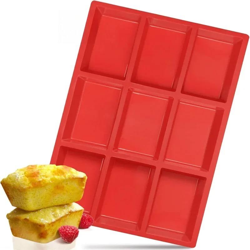 

1 шт. силиконовая мини-форма на 9 ячеек для выпечки тортов, хлеба, мясного рулета, кукурузного хлеба, брауни, кексов и мыла, легко моется красный