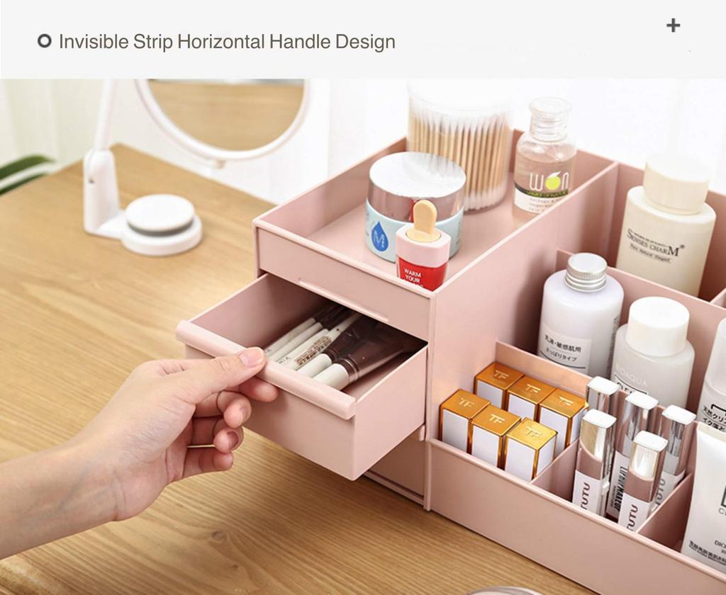 Organizzatore per Trucco per Toeletta Bagno Scrivania Scatola Portaoggetti per Cosmetici con Cassetti per Rossetto, Pennelli, Lozioni, Ombretti