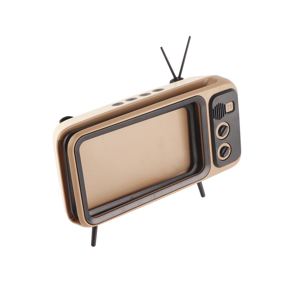Retro TV Shaped HD Stereo Speaker Loudspeaker for Under 6 Mobile Phone Stand White