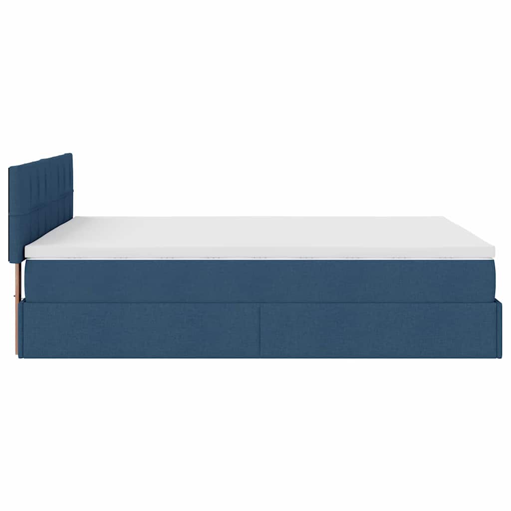 Ottoman Bed with Mattress & LEDs Blue 140x190 cm Fabric