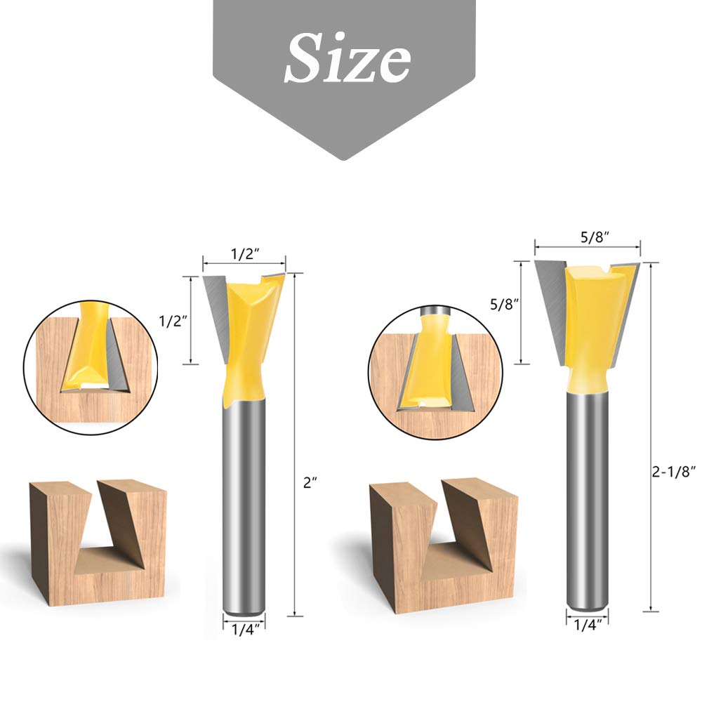 6PCS Dovetail Router Bit Set Woodworking Milling Cutter Carving Tool Wood Router Bits Kit