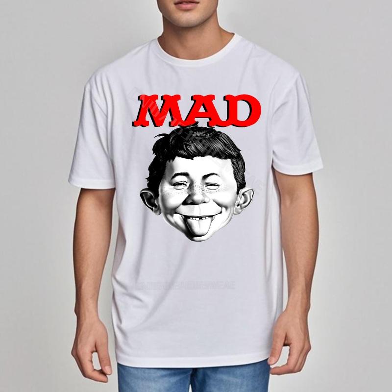 Teeshirt Breathable New Teeshirts Mad Magazine Character On Black Cotton Plus Size Tshirt Trendy Relaxed Fit Tshirt Casual