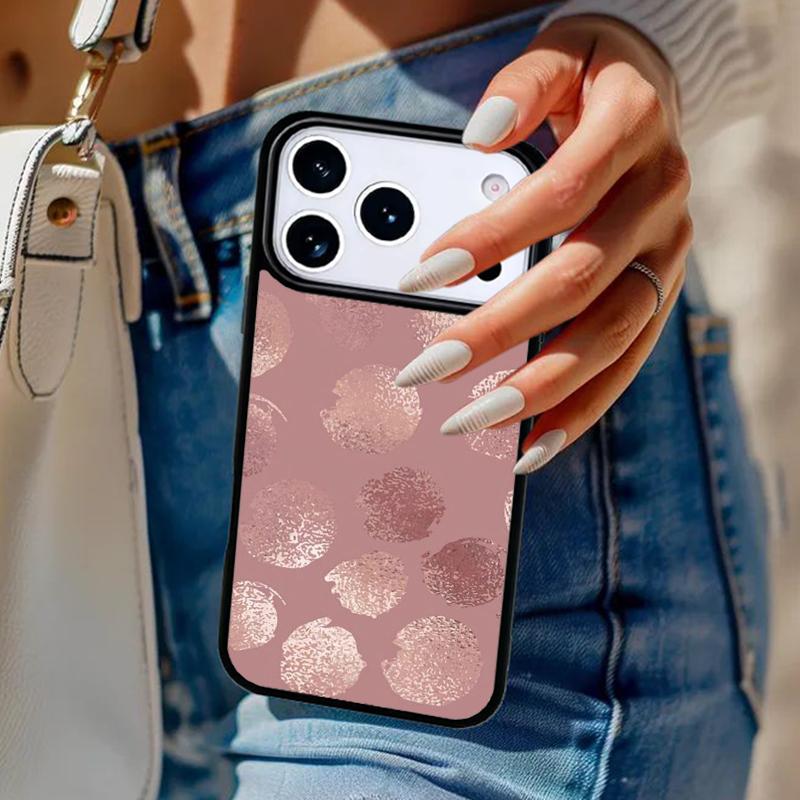 Gold Rose Glitter Pink Love pattern Phone Case For iPhone 17 Air 14 15 13 12 Max Cover For Apple 14 15 16 16e 11 Pro Max Plus