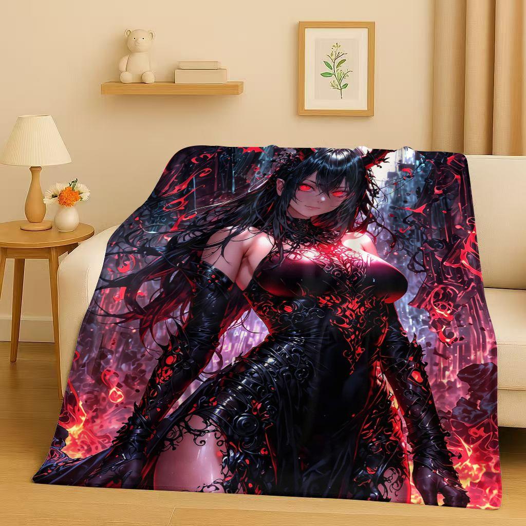 26 Style Gothic Dark Sexy Girls Cartoon Anime Characters Flannel Blanket,Soft Plush Throw for Home Bedroom Bed Sofa Cover Trave