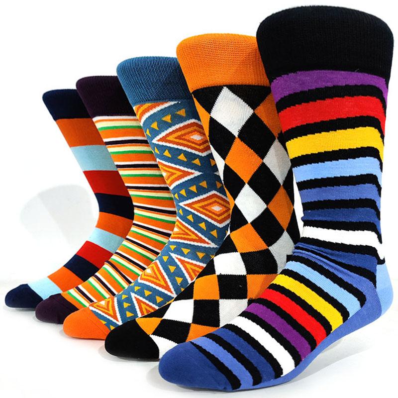 5 Pairs/Pack Men Funny Socks Casual Hip Hop Creative Cartoon Novelty Calcetines Hombre Street