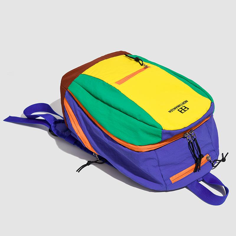 Lightweight Nylon Backpack for Women Men Casual Colorblock School Bag Outdoor Travel Pack