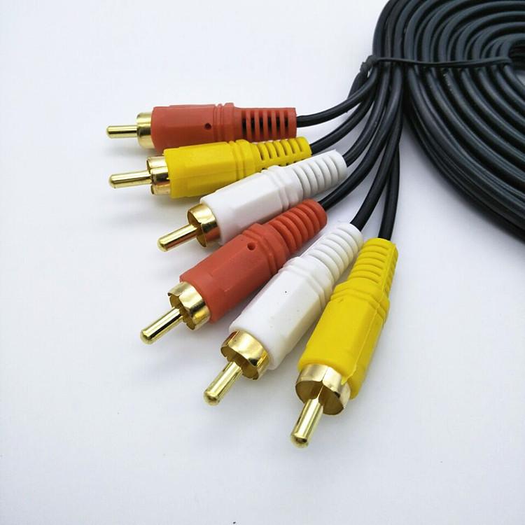 1.5m 3-to-3 RCA Audio-Video Cable Set: 6-Head Lotus DVD/AV Cable for Set-Top Boxes
