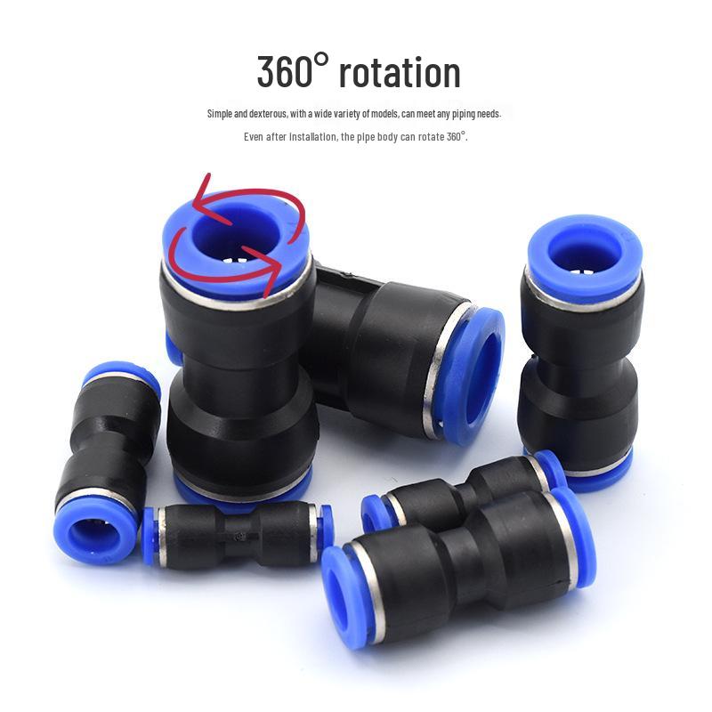 Pneumatic Quick Connect Reducing Tee Joint for PU/PE/PY/PG Tubing (4-12mm)