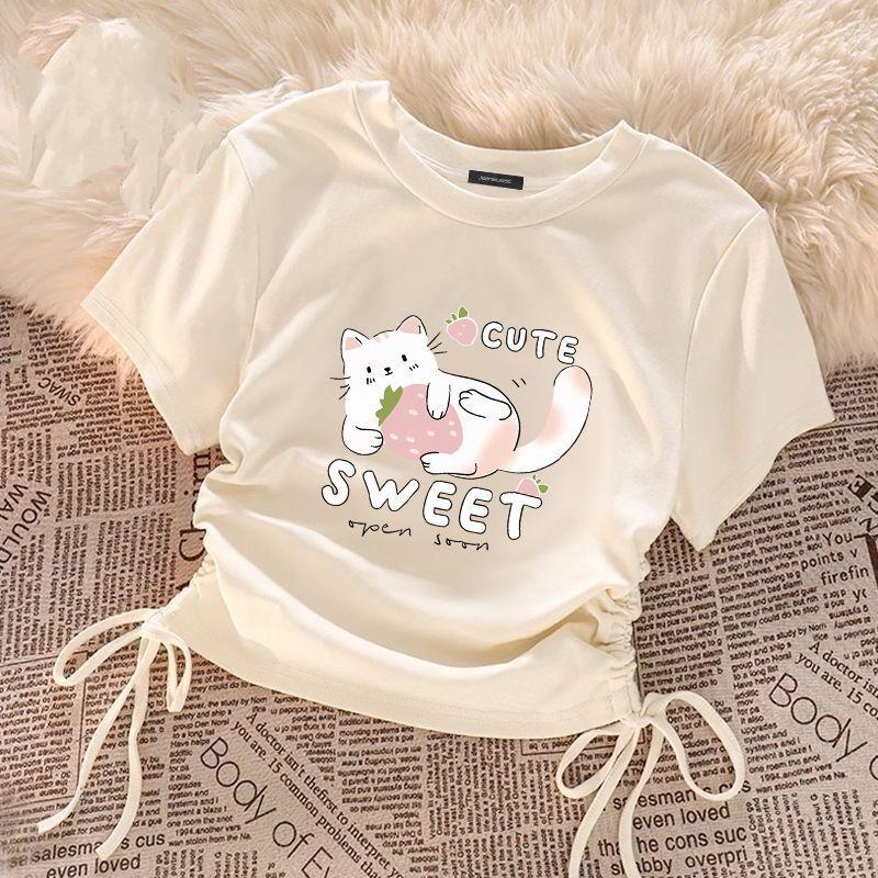 Girls' Solid Color T-shirts Short-sleeve Tops for Kids Summer Children Tees Teenager Blouse Baby Outfits Clothing