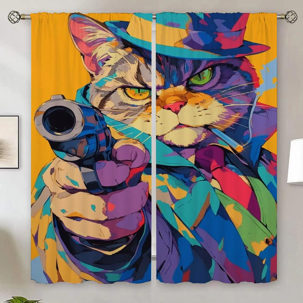 

Ковбой Кот затемняющие шторы подхваты для штор для спальни 2 шт готовые шторы дешевые вещи с бесплатной доставкой для домашнего перегородки W50xH70cmx2pcs-CL