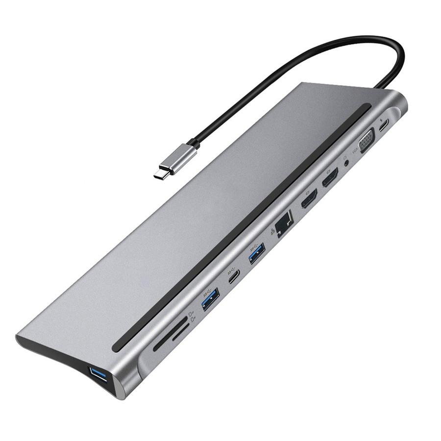 12-in-1 Typ-C Hub USB 3.0 VGA RJ45 USB-C 3,5mm Adapter für Laptop Notebook