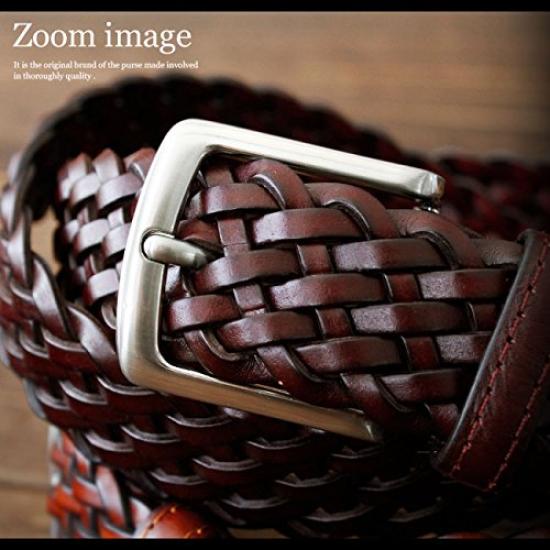 Genuine Cowhide Braided Square Simple Buckle Belt [Days Art] Belt, Leather, Leather, Belt, Mesh, Buckle,