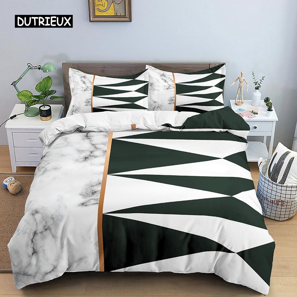 Geometric Duvet Cover Set Single Nordic Plaid King Size Quilt Cover Microfiber Pink White Black Stripe Pattern Soft Bedding Set