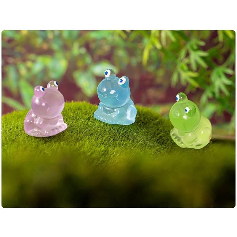 Colorful Glowing Little Frog Resin Figurine Adorable Cartoon Animal Decor