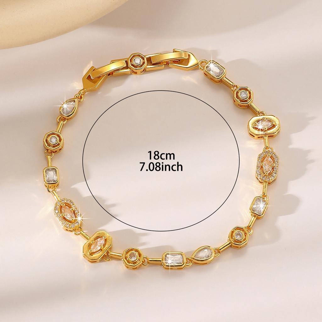 Luxury Gold-Plated Copper Zircon Leaf Bracelet, High Quality Jewelry