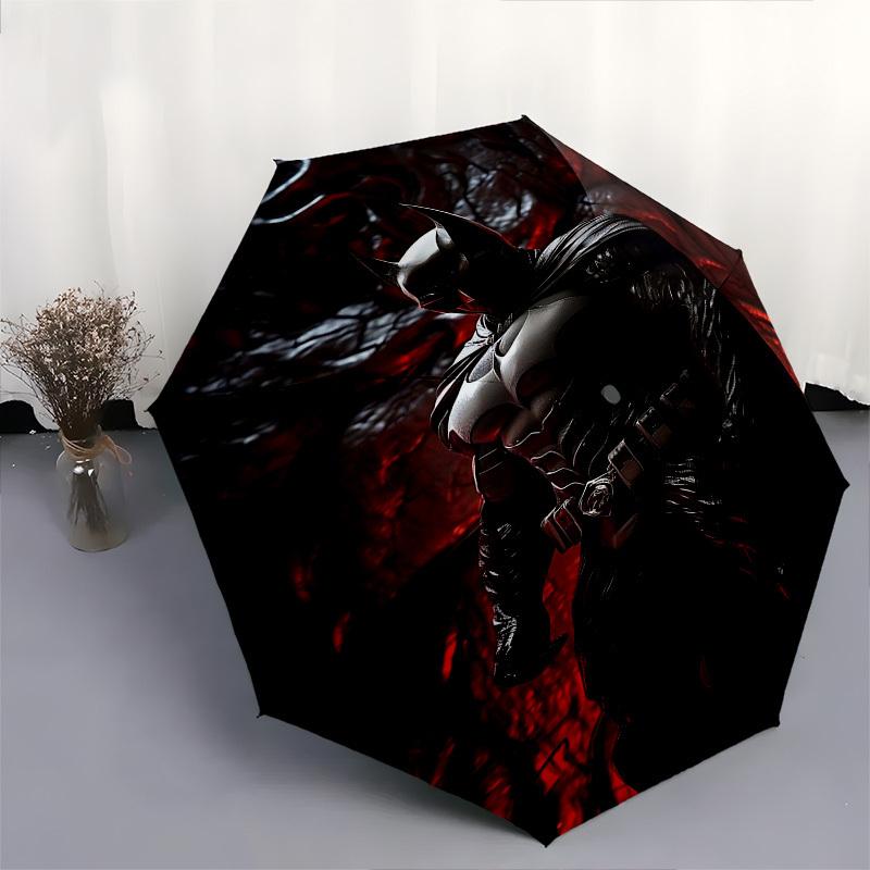 1pc Batman, Dark Knight Automatic Folding Umbrella - Compact 8-Rib Design, Durable Plastic & Iron1429L