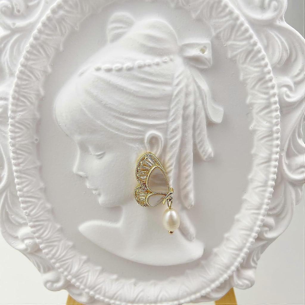 Gold Butterfly Pearl Earrings Dangle for Women Girls Mother of Pearl Butterfly Earrings