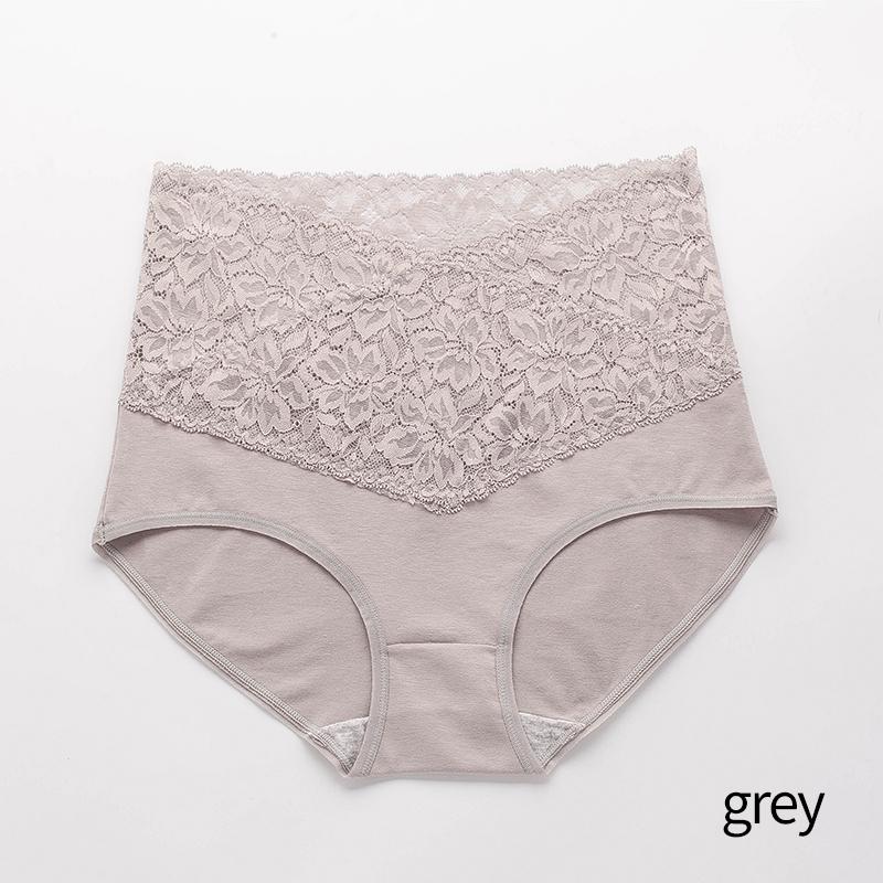 Women High-waist Lace Panties Pure Cotton Crotch Panty Briefs Front and Back Leak-proof Underwear Women‘s Underpants