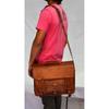 Vintage Art Messenger Shoulder Briefcase Laptop Bag Leather Men's Genuine Brown